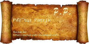 Pétyi Patrik névjegykártya